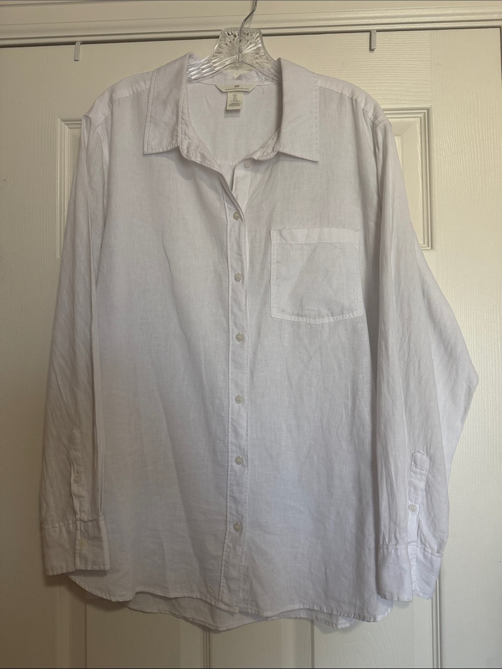 H&M White Women's Button-Down Shirt with Chest Pocket